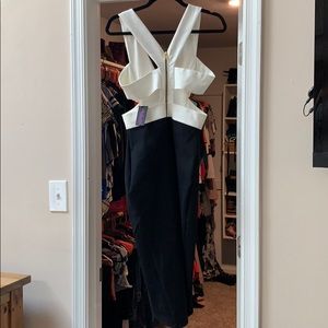 White and black bodycon cutout dress